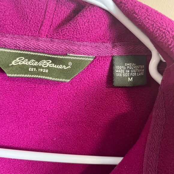 Eddie Bauer Women’s Fleece Vest Jacket Hooded, Full Zip, Size Medium Hiking Y2K - Picture 2 of 11